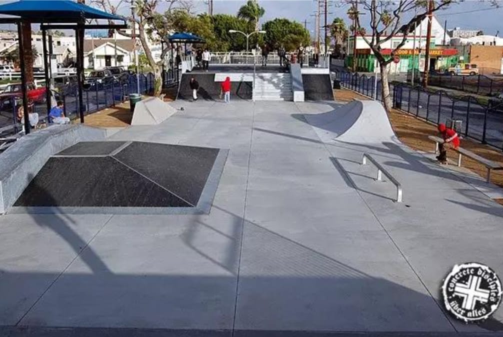 A concrete skatepark.