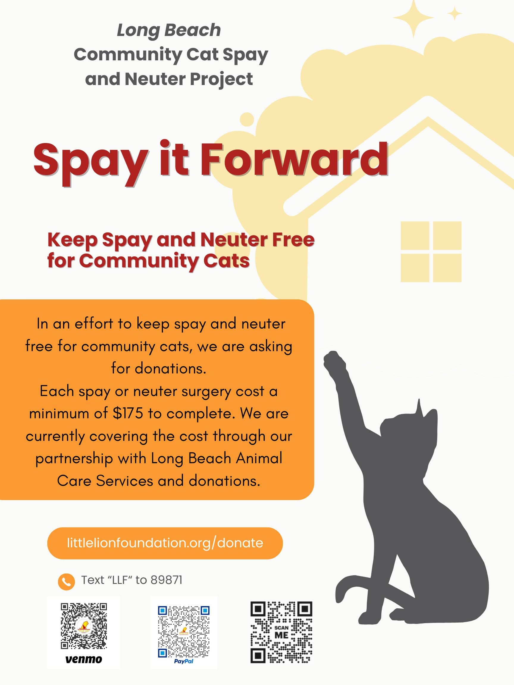 A flyer titled "Spay it forward."