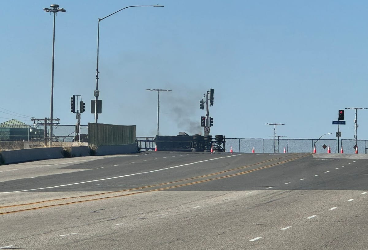 Lithium-ion battery fire finally extinguished at ports; Vincent Thomas Bridge, 47 Freeway to remain closed 24 to 48 hours