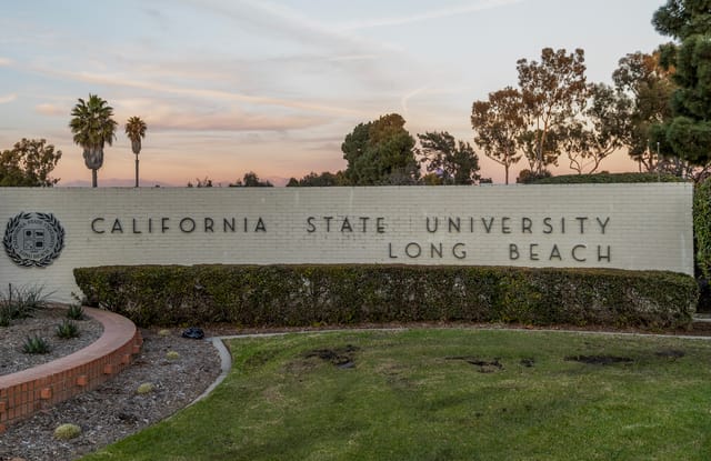 A sign reads "California State University, Long Beach."